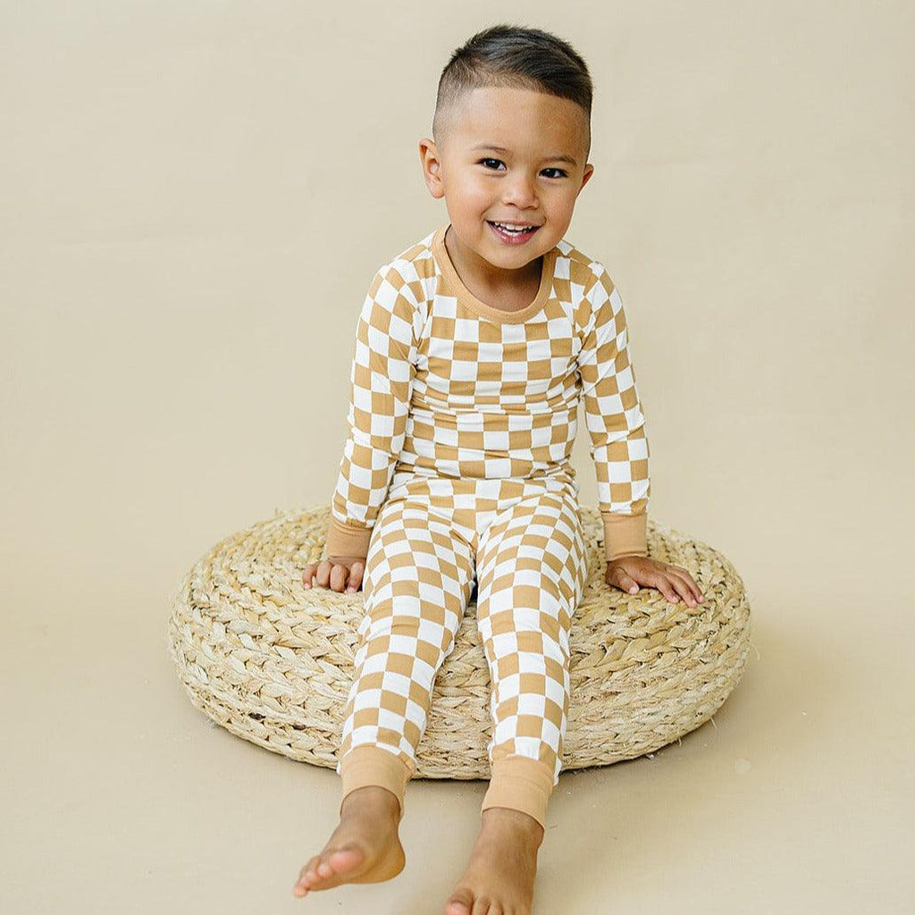 Golden Coast Checkered 2pc Bamboo Pajamas